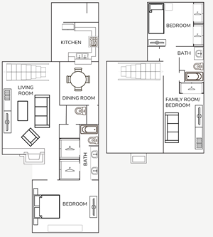 B4 Two Bedroom / Two & Half Bath - 1700 Sq. Ft.*