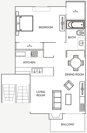 A2 One Bedroom / One Bath - 684 Sq. Ft.*